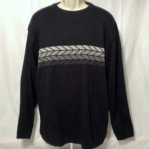 Mens Black/Gray Medium Weight Sweater L